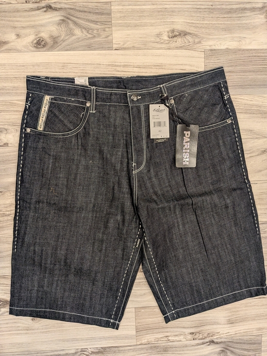Parish Nation Other - Parish Nation Men’s Black Raw Denim Jean Shorts Classic New Old Stock 42